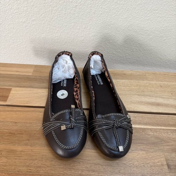 NWT Sag Harbor Women's Dark Brown Ballerina Flats with Bow Detail Size 8 - Picture 1 of 6